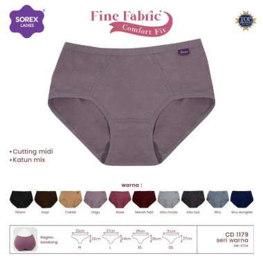 Sorex Comfort Fit Celana Dalam Wanita Basic Midi Katun Fine Fabric CD 1179 Multicolor M