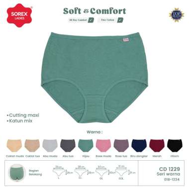 Sorex Celana Dalam Wanita Katun Mix Basic Maxi Highwaist CD 1229 Soft & Comfort Multicolor L