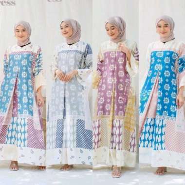 SNOEBEL BATIQUE JTR TALIA MAXI DRESS GAMIS MUSLIM DIOR SILK Reguler BIRU