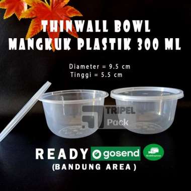 Thinwall Bowl Mangkok Plastik Cup Puding Bulat 300ml isi 25 pcs