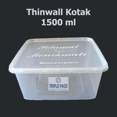 [25 pcs] Thinwall Kotak Persegi/Bujur Sangkar Food Container Square 1500 ml
