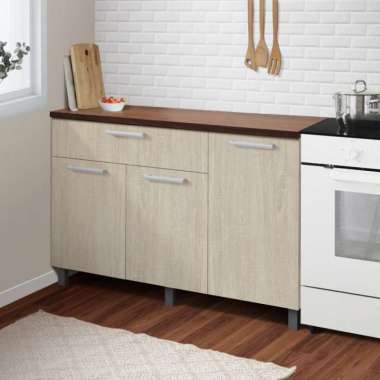 Kirana Kitchen Set Denver Lemari Bawah 3 Pintu  Toptable Brown