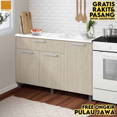 Kirana Kitchen Set Denver Lemari Bawah 3 Pintu Toptable Motif Marmer