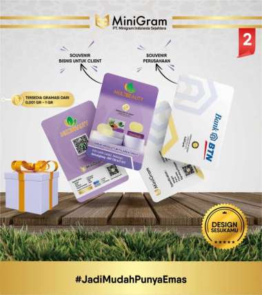 Logam Mulia Custome emas Minigram PVC Card 0.005 gram ( Min. 25 pcs )