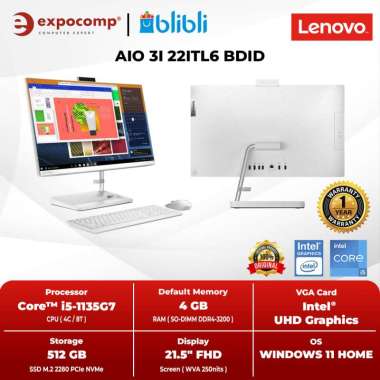 LENOVO ALL IN ONE AIO 3i 22ITL6 BDID WHITE CORE i5-1135G7 4GB 512GB