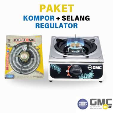 KOMPOR GAS 1 SET PAKET SELANG REGULATOR KOMPOR GAS 1 TUNGKU SNI HITAM
