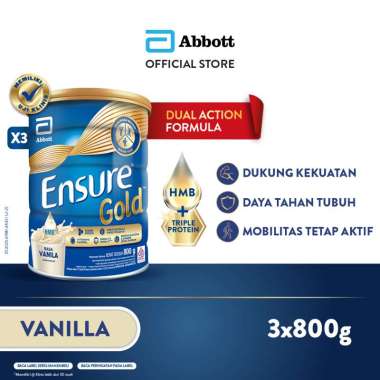 Ensure Gold HMB Vanila 800 g - Nutrisi Dewasa Rendah Laktosa - 3 pcs
