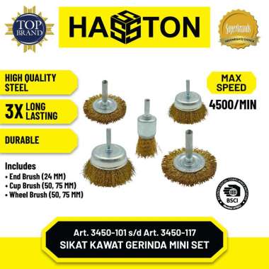 Hasston Sikat Baja Gerinda / Sikat Kawat / Mini Wire End Brush (3450) Set 3pcs