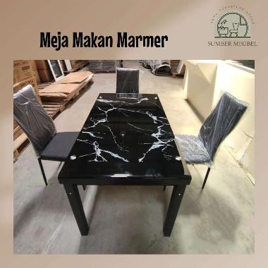 MEJA MAKAN MARMER - IMPORTA Hitam