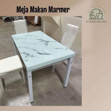 MEJA MAKAN MARMER - IMPORTA Putih