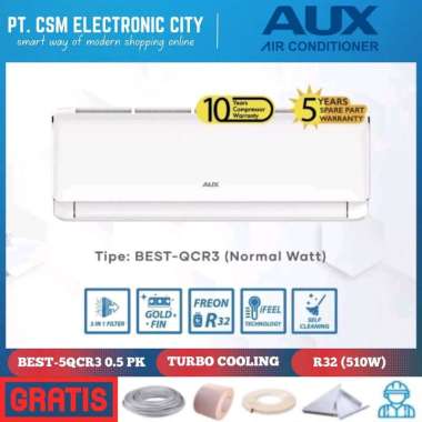 AC AUX BEST-05QCR3 [0.5 PK] TURBO COOLING R32 [GARANSI RESMI] UNIT+JASA INSTALASI TANPA MATERIAL