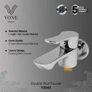 VONE Kran Cabang Double Shower Mandi Bak Air Brass Chrome V2040 ( VONE PREMIUM ) Chrome