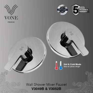VONE Kran Shower Tanam Tembok Stop Keran Wall Mandi Panas Dingin Brass Chrome ( VONE PREMIUM ) Dingi