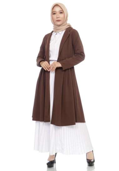 Outer Cardigan Muslim Blazer Atasan Tunik Lorenzo Coklat Tua