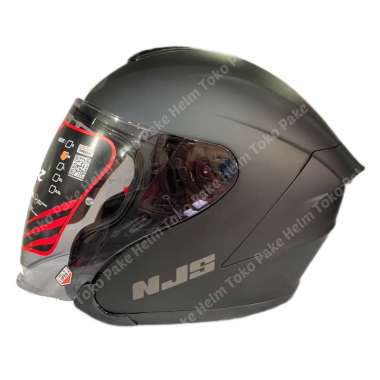 HELM NJS KAIROZ HITAM BLACK DOFF HALF FACE XL