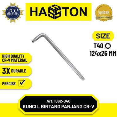 HASSTON PROHEX Kunci L Bintang Panjang T-40 (1862-040) T55 - 171x35mm