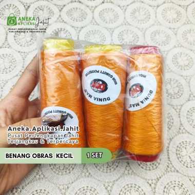 BENANG OBRAS KECIL / BENANG PINGGIR KECIL / BENANG POLYSTER OBRAS / BENANG OBRAS POLISTER KUNING TUA