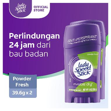 Lady Speed Stick Powder Fresh Deodorant Stick 39.6 g Twinpack [2 Pcs] --