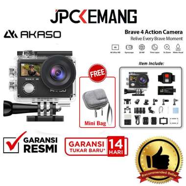 JPC KEMANG Akaso Brave 4 New Version 4K Action Cam Brave4 Action Camera GARANSI RESMI Free Mini Bag