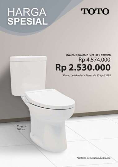 Promo Kloset TOTO CW420J Tutup TCW07S Ecowasher Complete Set