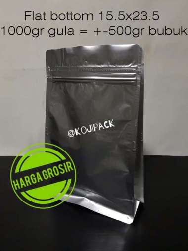 Flat Bottom Gusset Standing Pouch 15.5x23.5 Alumunium Foil Silver 1000