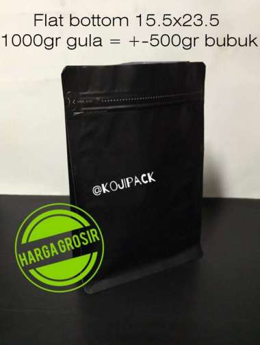 Flat Bottom Gusset Standing Pouch 15.5x23.5 Alumunium Foil Black 1000g