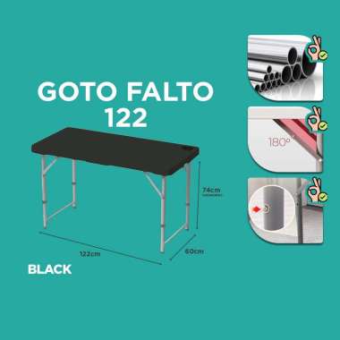 Goto Falto Meja Makan Lipat Camping Table Portable Outdoor Indoor 122 BLACK