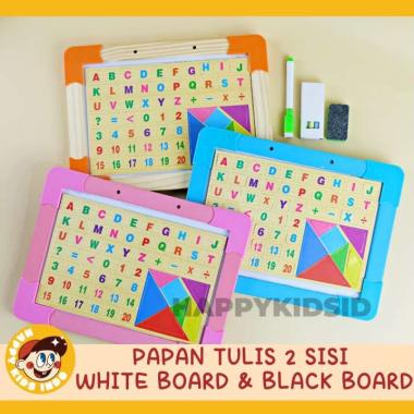 PAPAN TULIS ANAK MAGNETIC 2IN1 - WHITE AND BLACK - PAPAN TULIS EDUKASI ANAK - MAINAN EDUKASI ANAK OR