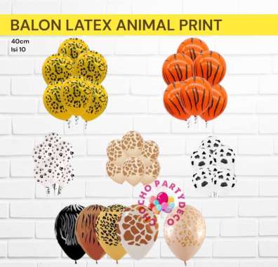 Balon Latex Animal Print / Balon Corak Kulit Hewan Safari Jerapah Macan Sapi Cheetah Zebra isi 10 pc