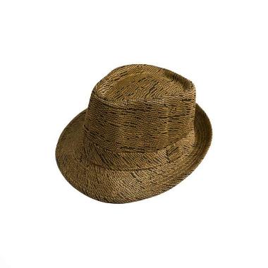 Topi Fedora Cowboy Hat Fedora Linen Coklat Muda
