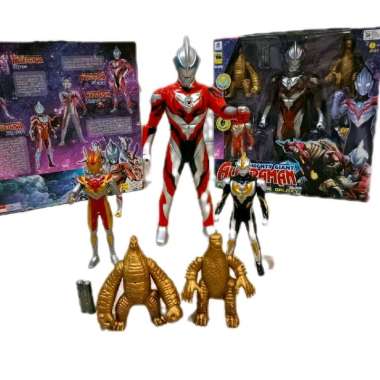 mainan robot ultraman & monster godzilla 5 in 1 / robot ultraman lampu dan suara