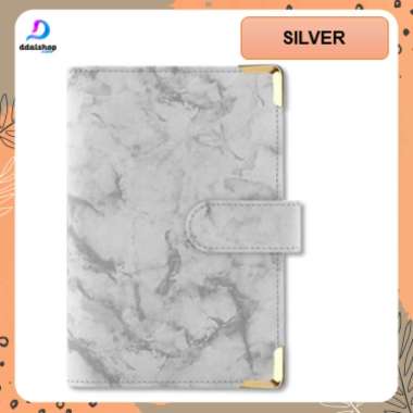 Budgeting Binder A6 Organizer Budget Envelope Zipper Bahan PU Leather Silver (Binder Only)