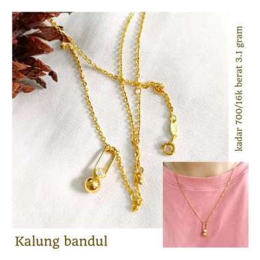 Kalung Liontin Peniti Bandul Bulat Mewah Elegant Hadiah Ulang Tahun Emas Asli