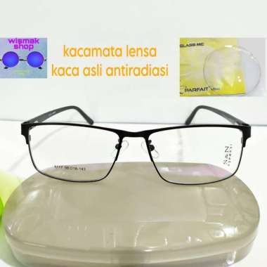 kacamata baca lensa kaca antiradiasi frame lebar plus200 hitam