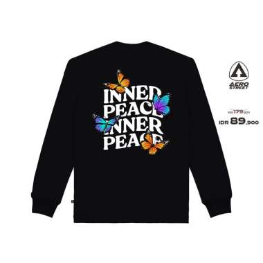 Aerostreet T Shirt Long Sleeve Inner Peace Hitam Kaos Longsleeve OAAAA XS