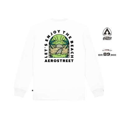 Aerostreet T Shirt Long Sleeve Lets Enjoy The Beach Putih Kaos OBAAA XS