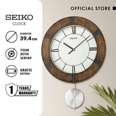 Jam Dinding Seiko Clock QXC241B 39.4cm Analog Mason Pendulum Wall Ori