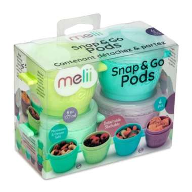 Melii Baby Snap & Go Pods - 6Pcs 2Oz &4Pcs 4Oz Wadah Makan Silikon