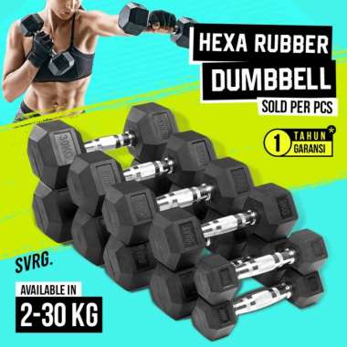 Svarga Hexagonal Dumbbell - 30 KG - Rubber Dumbell Barbell