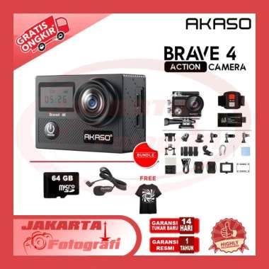 Akaso Brave 4 New Version Action Cam Camera Wifi 4K Waterproof + Remote Original UNIT + MIC
