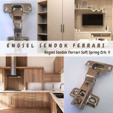 Engsel sendok Ferrari Soft Spring untuk lemari 1/2 bengkok slide on