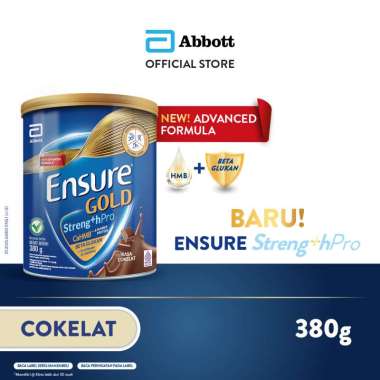 Ensure Gold StrengthPro Cokelat 380g – Nutrisi Dewasa Rendah Laktosa