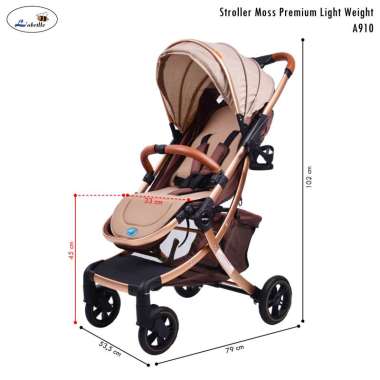 Labeille A910 Baby Stroller Moss Premium Light Weight Kereta Dorong Lipat Bayi Anak Brown