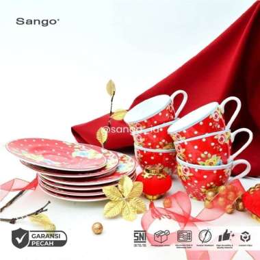 SANGO Set Cangkir New Country (isi 12) Set Cangkir + Rak C Red