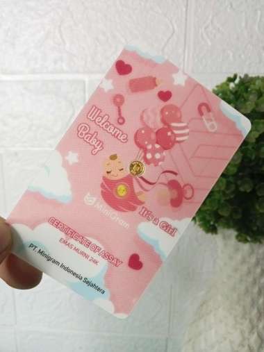 Minigram 0.005 gram Welcome Baby Pink It's Girl Logam Mulia 24Karat Termurah Asli