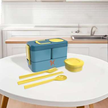 ONE-C779 Kotak Makan 2 Tingkat Portable 1050ML Ada Sauce Cup / Lunch Box 2 Layer / Rantang Makanan S