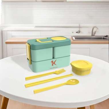 SK-C779 Kotak Makan 2 Tingkat Portable 1050ML Ada Sauce Cup / Lunch Box 2 Layer / Rantang Makanan Se