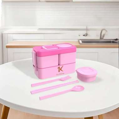 SK-C779 Kotak Makan 2 Tingkat Portable 1050ML Ada Sauce Cup / Lunch Box 2 Layer / Rantang Makanan Se