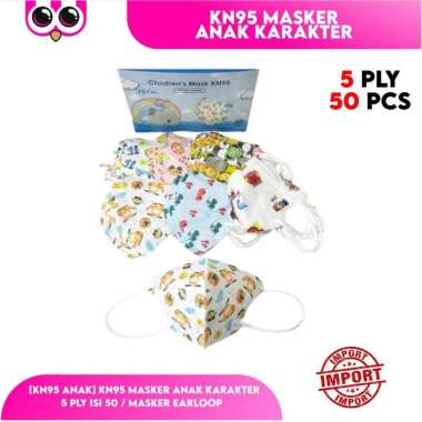 [KN95 ANAK] KN95 MASKER ANAK KARAKTER 5 PLY ISI 50 / MASKER EARLOOP