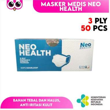 [ MEDIS ] MASKER MEDIS NEO HEALTH KEMENKES / MASKER EARLOOP 3 PLY ISI 50